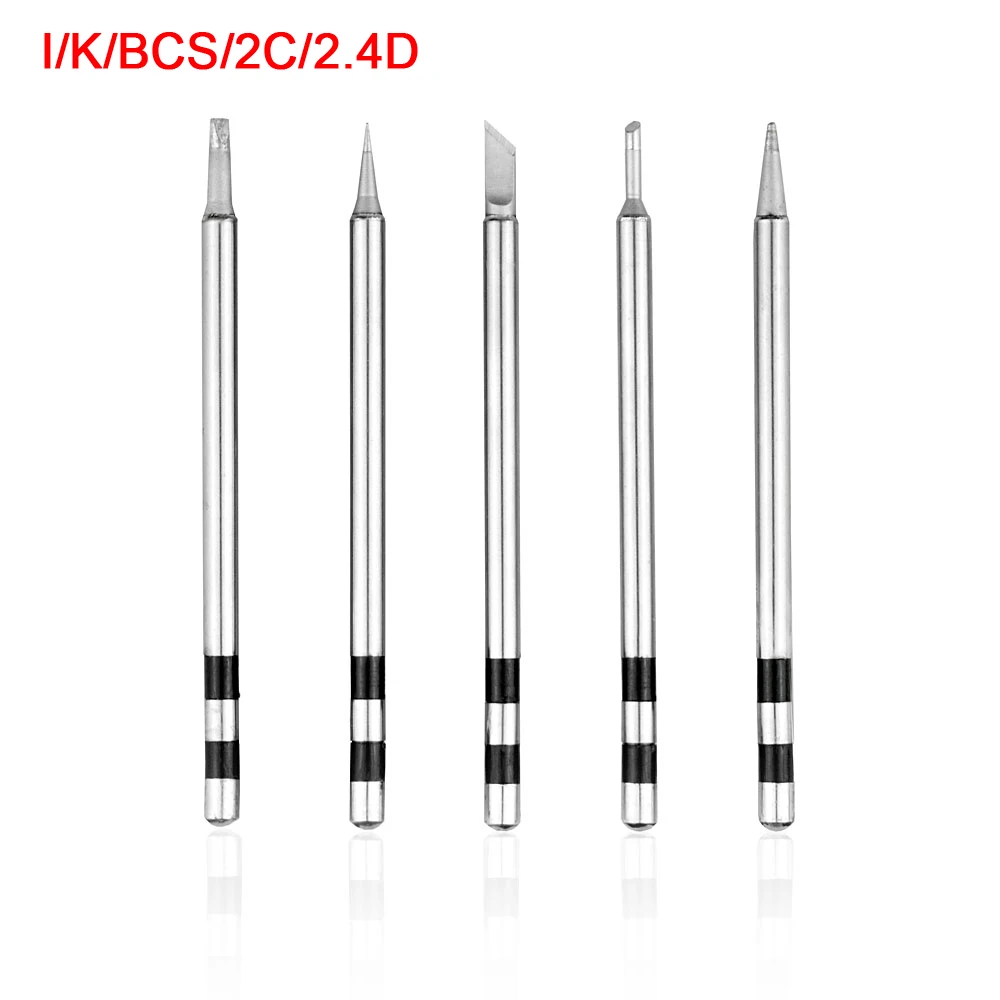 NEWACALOX 5 шт./лот DC5V/10 Вт Нержавеющая сталь сварочные наконечники специально для PX-988USB паяльник для подключения к I/K/боп/2C/2.4D жало паяльника - Цвет: Silver Welding Tips