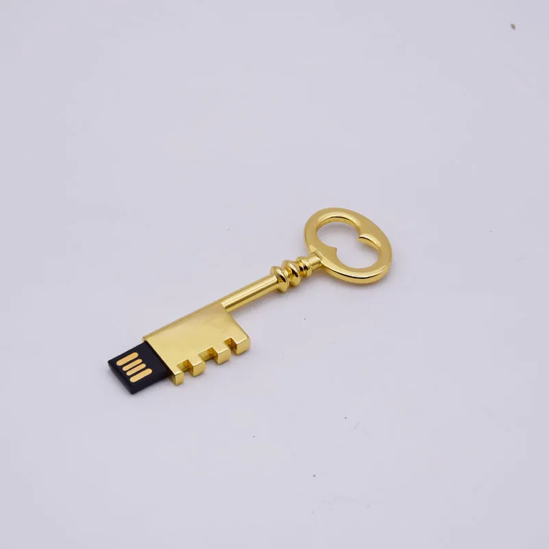 Металлический флеш-накопитель мини и изысканный ключ USB 2,0 темная флеш-накопитель 4 ГБ 8 ГБ 32 ГБ 64 ГБ флеш-накопитель с индивидуальным логотипом свадебные подарки - Цвет: gold