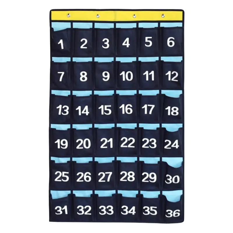 

36 Pockets Numbered Organizer Classroom Pocket Chart for Cell Phones Calculators Holders M0XB