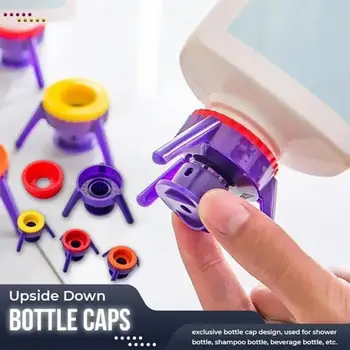 

6Pcs Creative Bottle Cap Brackets Plastic Bottle Holder Useful Shampoo Bracket Leakproof Cover Flip-it Inverted Caps Bottle