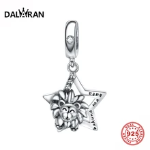 DALARAN 925 пробы Серебряный Очаровательный Симба Король Лев CZ прозрачный кулон бусины подходят браслеты DIY ювелирных изделий для женщин подарок