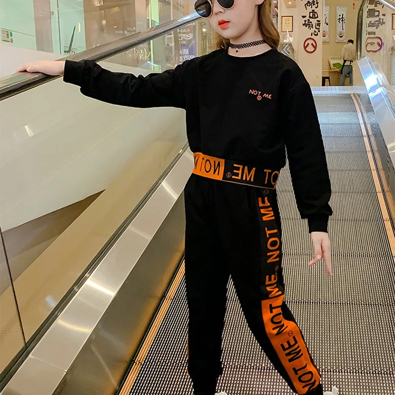 Girls' Sweater Suit Spring Autumn Children'S Clothing Long-Sleeved Casual Top+Casual Trousers Big Kids Sports Clothes Sets