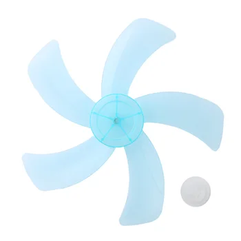 

Sky Blue Household Plastic Fan Blade 5 Leaves with Nut Cover for 16 Inch Standing Pedestal Fan Table Fanner General Accessories