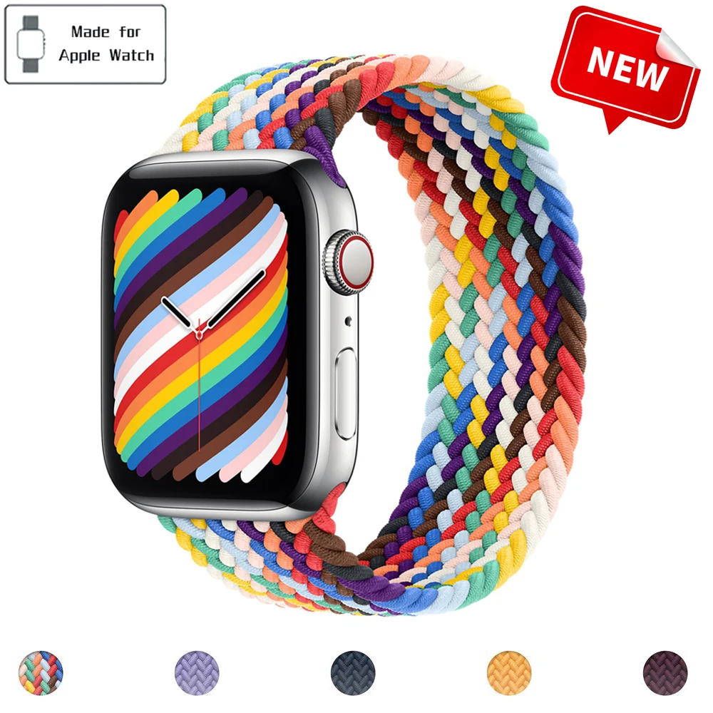 Braided Solo Loop strap for Apple watch band 44mm 40mm Elastic Wristband Bracelet on iwatch Se Series 7 6543 42mm 38mm 41mm 45mm