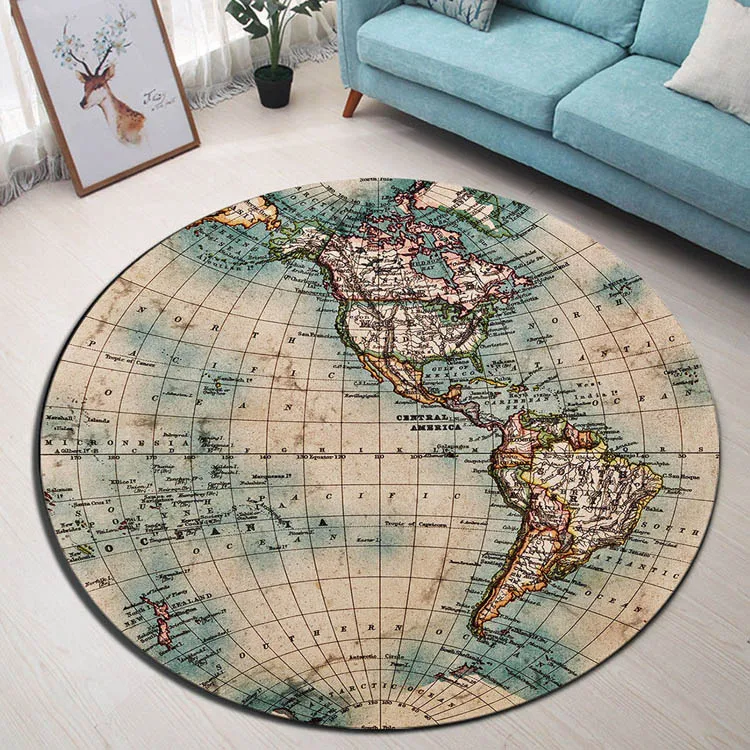 Retro Mappa Del Mondo Vintage Tappeti Rotondi Tappeti Per Soggiorno Bambini Giocano Tenda Camera Da Letto Mappa Del Mondo Area Tappeto Decorazioni Per