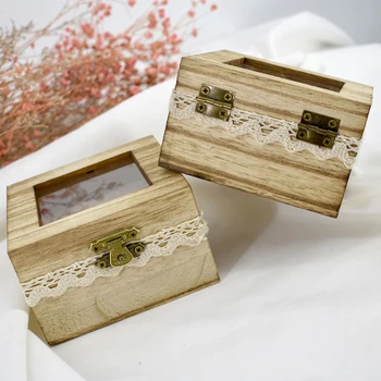 

Romantic Wedding Wooden Ring Jewellery Box Supplies Fashion Rustic Wedding Ring Box Holder Ring Jewelry Storage Case