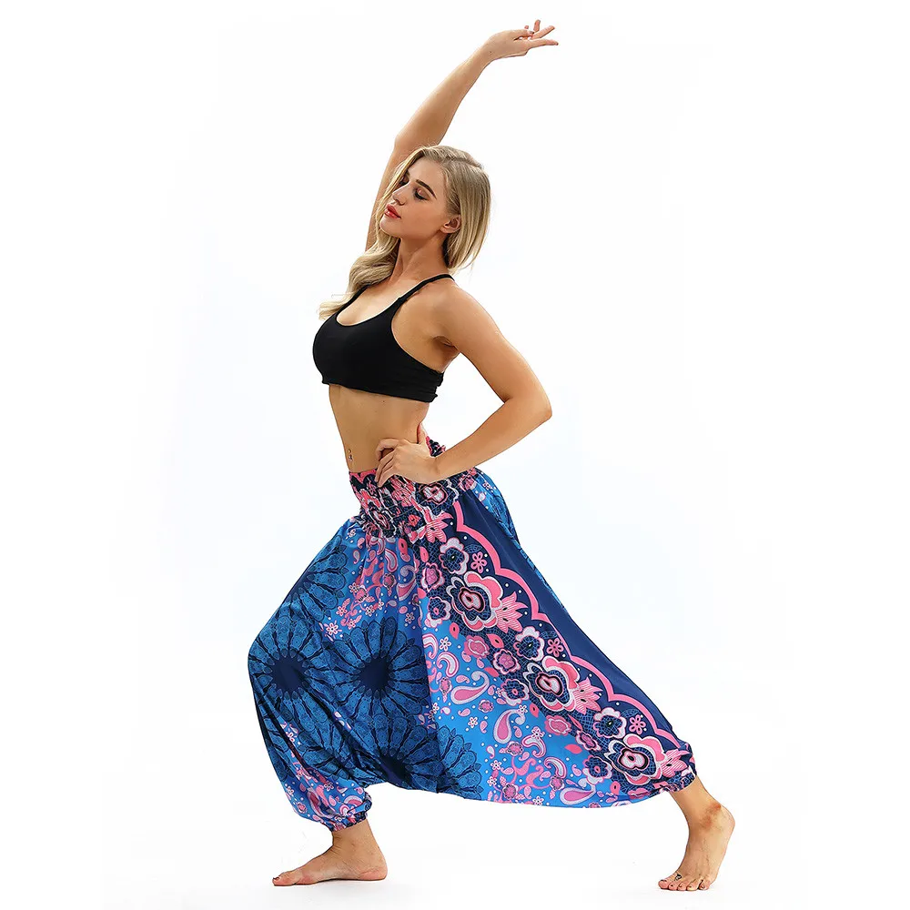 Leggings Sport Women Fitness Casual Summer Loose Yoga Trousers Baggy Boho Aladdin Jumpsuit Harem Pants Elastic Waist Yoga Pants