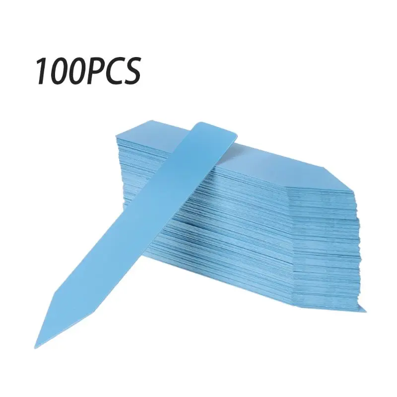 Синий 100pcs Plastic Plant Labels Mark Flower Tag Garden Ornaments Gardening Label Nursery Flower Tag - Цвет: Синий
