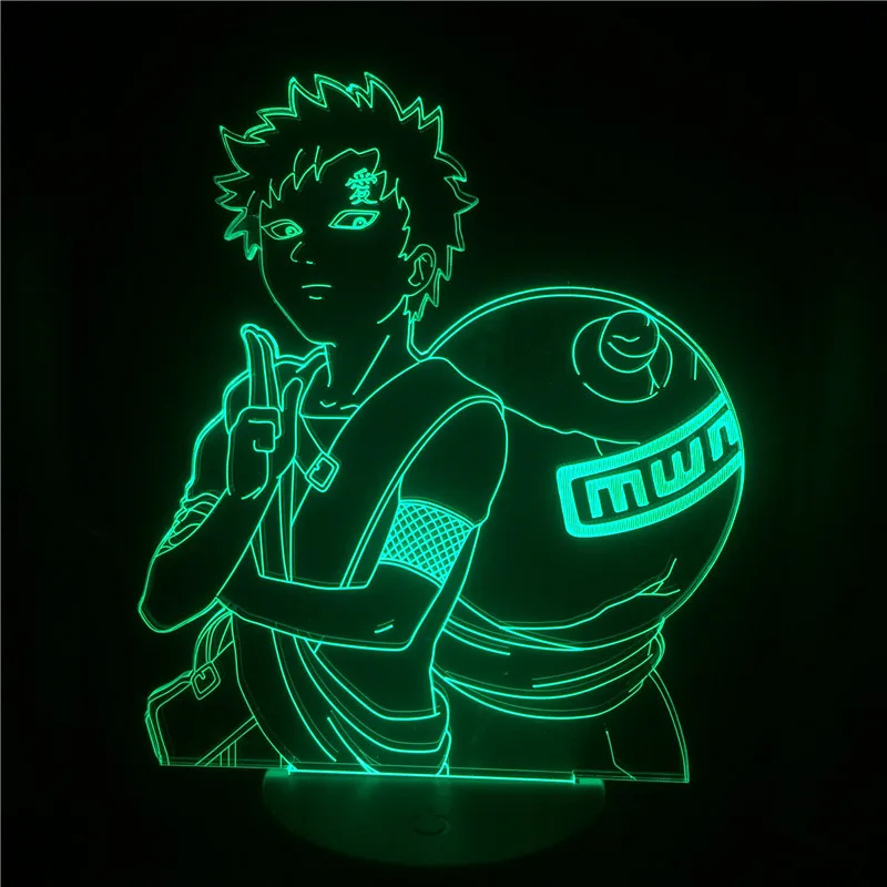 Японский аниме Наруто статуэтки Gaara светодиодный 3D ночник для детей Новинка Наруто светильник декоративный светильник для рождественского подарка