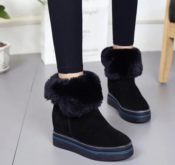

Зимние ботинки, женские зимние ботинки, женская обувь, женские ботинки, модные ботинки на танкетке на толстой подошве, 2020, теплые Нескользящие ботинки с коротким плюшем