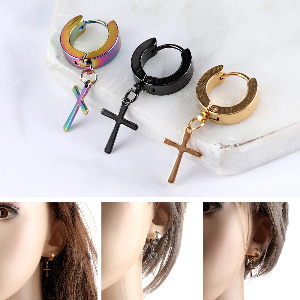1 шт. женские и мужские серьги клипсы в стиле хип хоп гипоаллергенные форме Креста