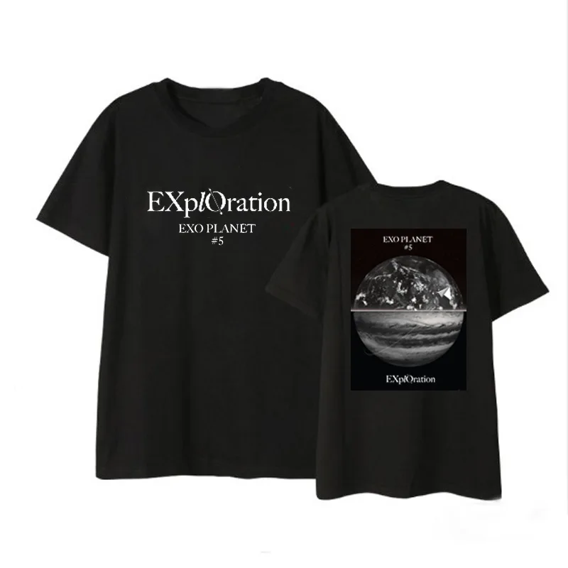 Kpop EXO Five Tour Concert официальная поддержка одежда с короткими рукавами футболка свободная Мужская и женская летняя