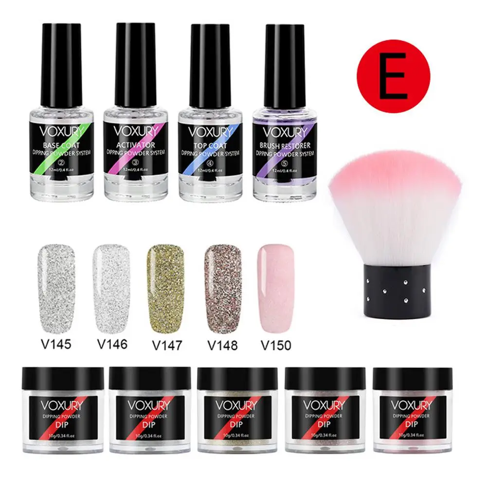 Good Price of  Dipping Powder Nail Kit with 5 Colors Glitter Dip Powder System Starter Nail Dipping for Nail Manic