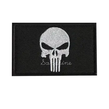 

The Punisher Embroiderey Tactical Military Patches Badges Combat Emblem Applique For Clothing Hook backing