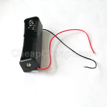 

1pc 18650 Battery 3.7V Clip Holder Box Case Black With Wire Lead