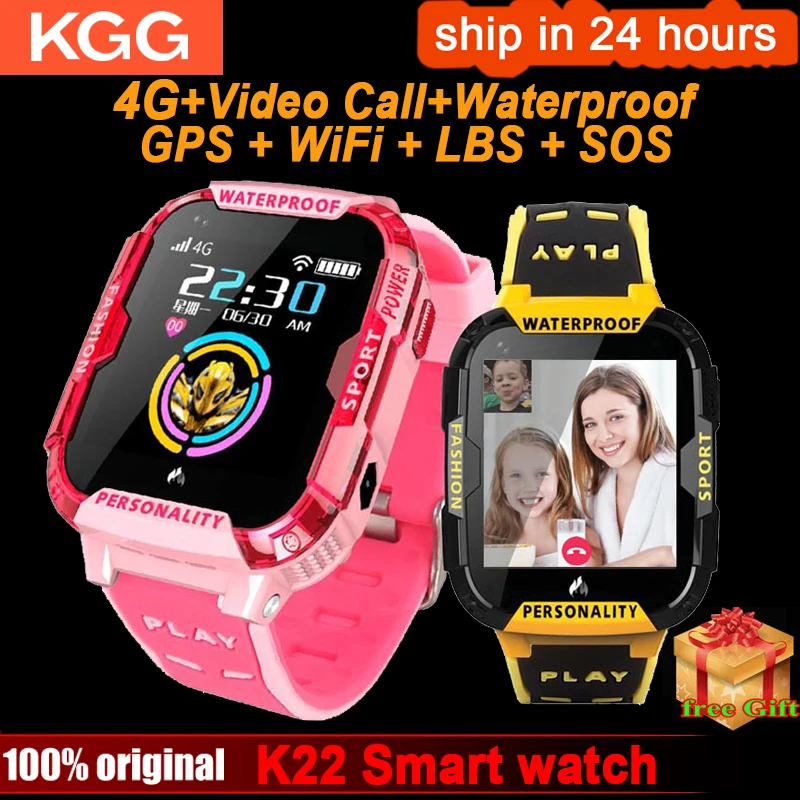 K22 4G GPS Смарт часы Дети IP68 Водонепроницаемый Wifi Видеозвонок Будильник камера
