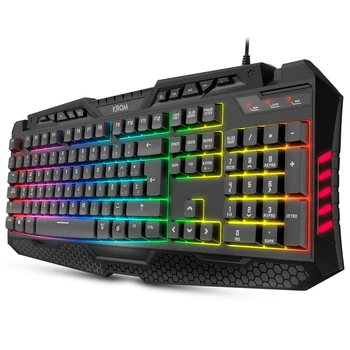 KROM KYRA - Teclado Gaming membrana, ES layout, anti-ghosting N-19, función WASD, RGB Rainbow con 9 efectos, USB, Negro 1