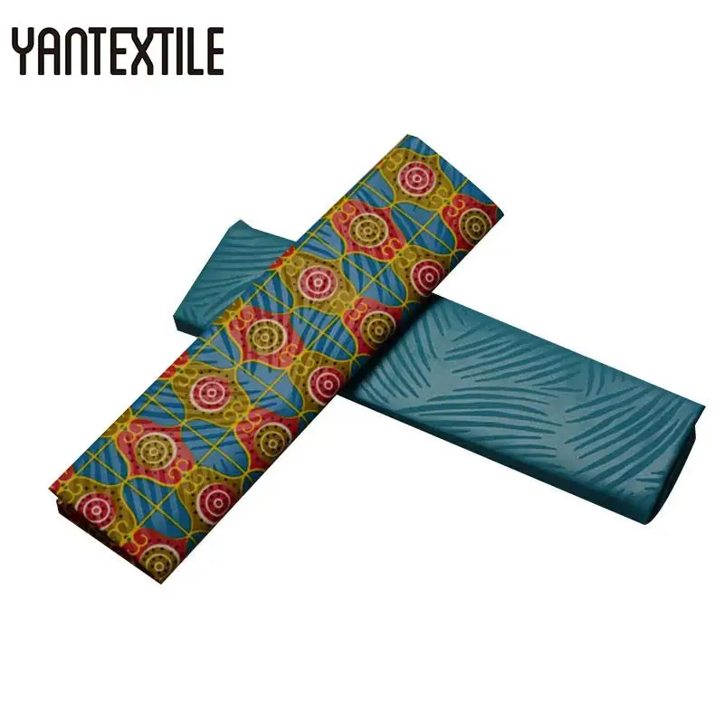 19070009 YANTEXTILE Анкара ткань Африканский настоящий воск принт тиснение Гана Kente Ткань 2+ 2 ярдов Tissu простое окрашивание африканская ткань Анкара - Цвет: 19070009