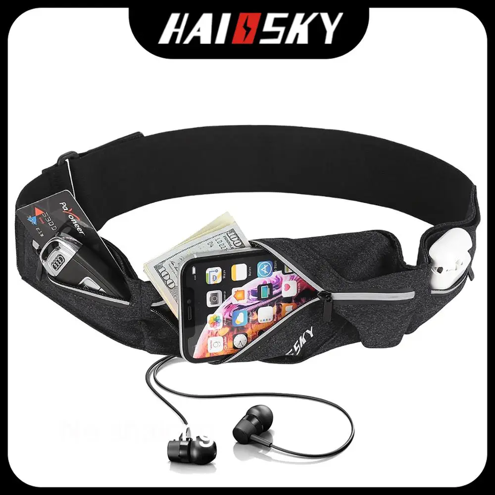 

Haissky Running Waist Gym Bag Waterproof Outdoor Sports Women Men's Belt Bags For Phone Pouch Hip Cycling Reflective Fanny Pack