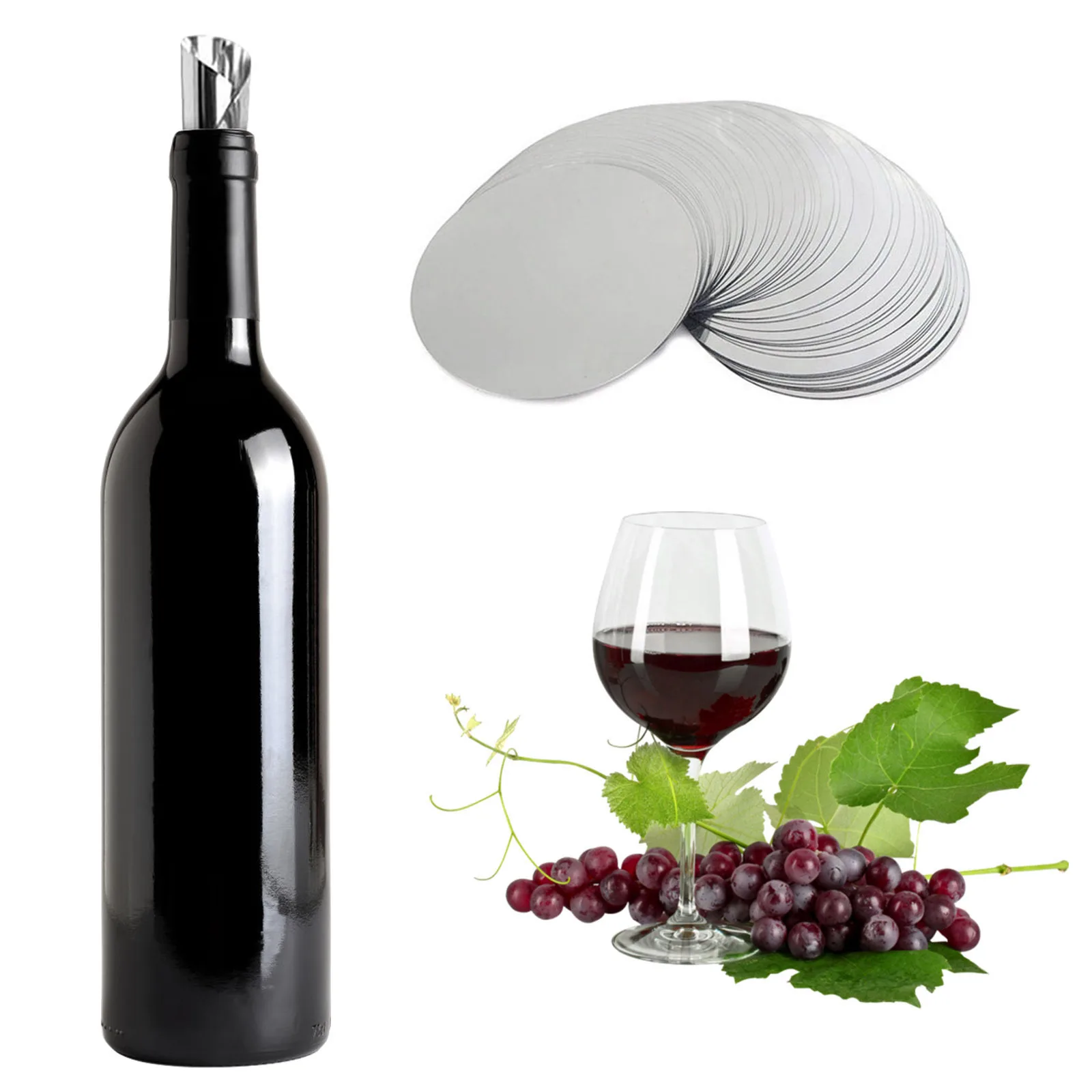 Wine Pour Disc Slice 50 Pieces, Party Supplies, Drop Stop Pour Spout Cards, Thin and Reusable