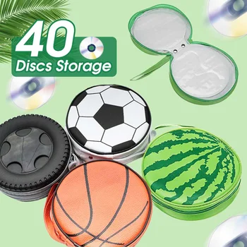 

40 Discs Watermelon/Football/Tyre CD Case Portable Carry CD Holder Earphone DVD Storage Box Large Capacity Wallet Cover Bag Case