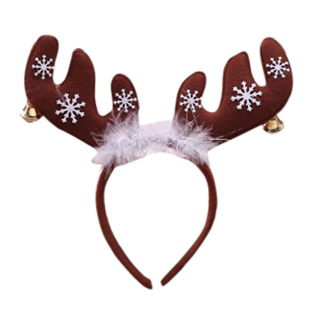 Christmas ladies universal feather bells antlers headbands cute fashion popular style headband loose daily with holiday gifts