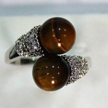 

Natural Stone charming 8mm tiger eye stone ring P(#6 7 8 9) Genuine Handmade Women Gift word 925 silver