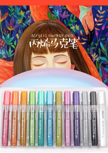 Kit de marqueurs de peinture acrylique, 56 couleurs, comprend 20
