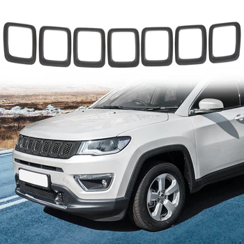 

uxcell 7 pcs Matte Black Front Grille Vent Hole Insert Frame Cover Inserts Sticky Cover Trim for 2017-2019 Jeep Compass