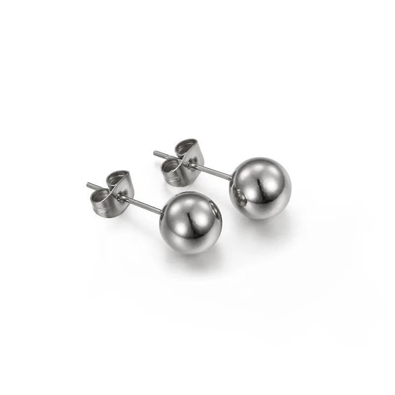 

Fashion Small Ear Studs Silver Gold Stainless Steel Simple Ball Earrings Brincos Jewelry