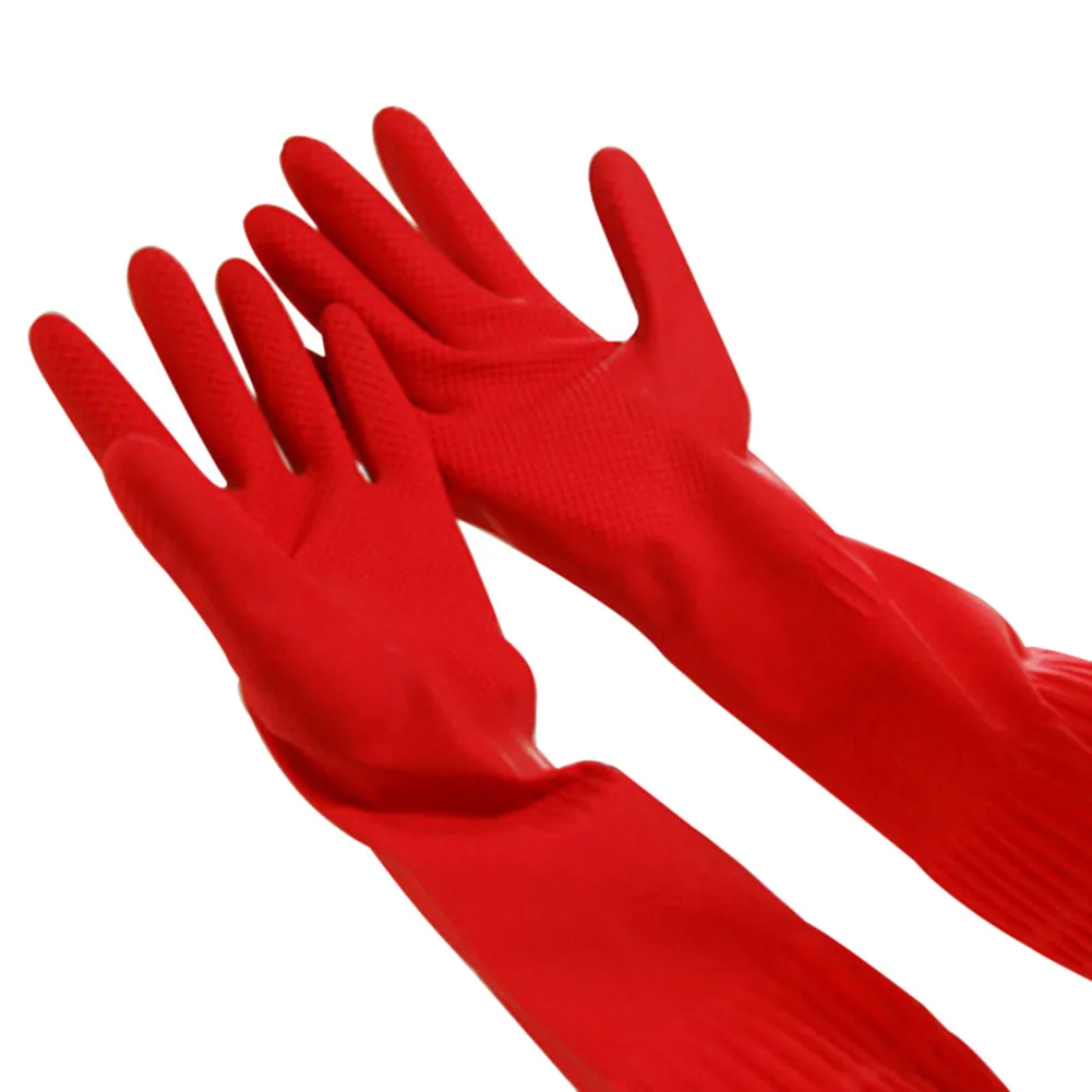 Flexible Comfortable Rubber Clean Long Gloves Red Dish Washing Household Gloves Suitable For