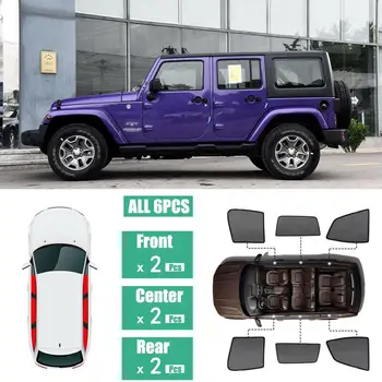 

For Jeep Wrangler 6Pcs Windows Sunshade UV Ray Protector Mesh Block Privacy Visor