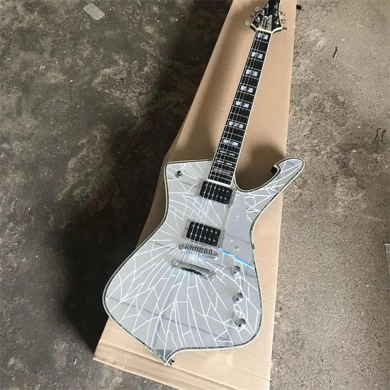 

6 cuerdas P aul Stanley acabado agrietado Iceman plata hardware guitarra eléctrica