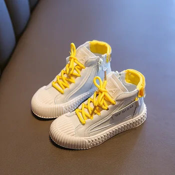 

Children's sports shoes spring and autumn new boys second cotton high-top casual shoes girls foreign style single shoes