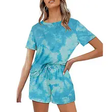 Ensemble Top et short Simple pour femme, tenue décontractée à col rond, deux pièces