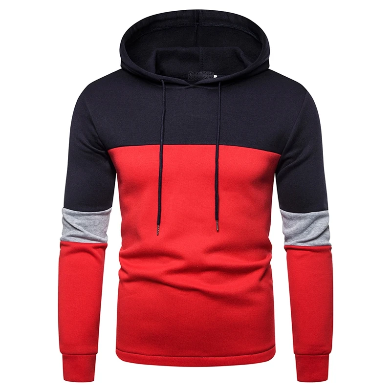 Black Red CYSINCOS мужские толстовки с капюшоном, брендовые Модные осенние Качественные куртки с капюшоном, повседневные хлопковые мужские пуловеры с капюшоном, спортивная одежда - Color: Black Red