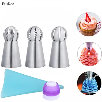 

5pcs Russian Piping Nozzle Sphere Ball Icing Confectioners Pastry Tips Sugarcraft Cake Cupcake Decorator Kitchen Bakeware Tools