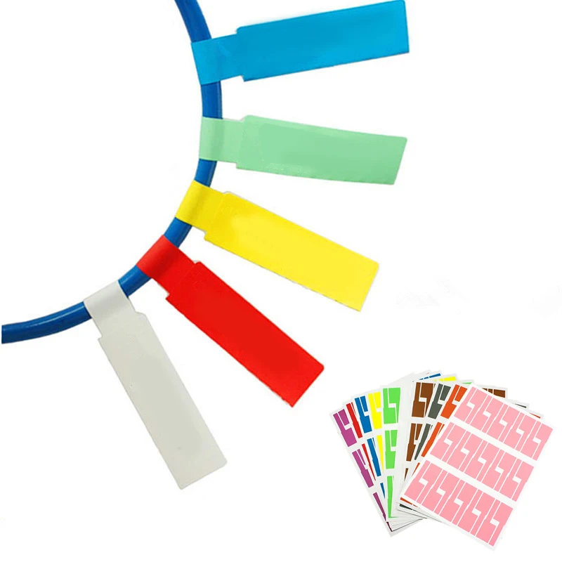 FFFAS 1 piece Cable Label Paper Network Cable Tag Paper Lasting Waterproof Distinguish Cable Mark Glue Sticker Paper
