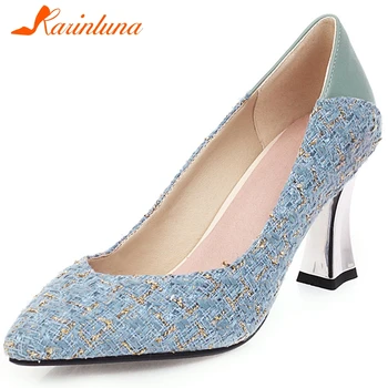 

KARINLUNA Fashion Lady Shallow Pointed Toe Casual Office Comfortable Pumps High Heels Slip On Pumps Women Spring Shoes Woman