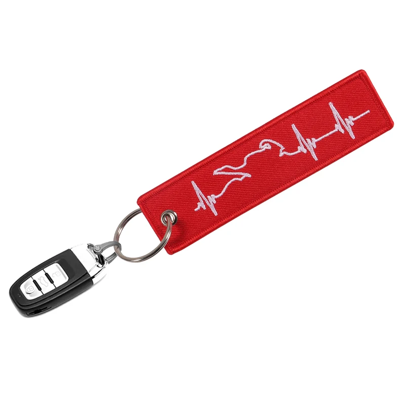 Fashion Biker Heartbeat Keychain for Motorcycles and Cars OEM Key Chains Embroidery Key Fobs Jewelry Fashionable Chain Keychain 0 (7)