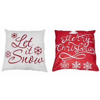 

2 Pcs 18 X 18 Inch Flax Throw Pillow Case Cushion Cover Christmas Gifts Home Office Living Room Decorative, Pine Tree Snowflake
