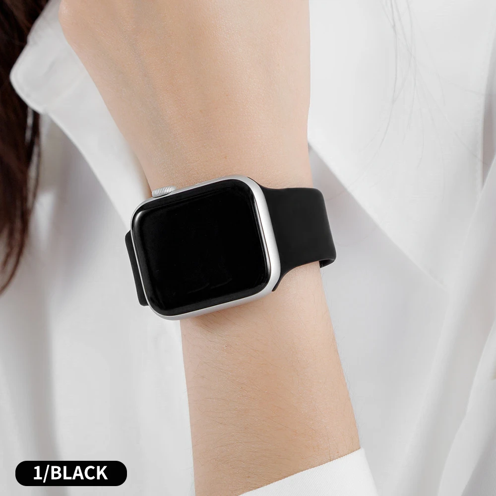 Black Ремешок для Apple Watch 38 мм 42 мм iWatch 4 ремешка 44 мм 40 мм спортивный силиконовый ремень браслет Apple watch 5 4 3 2 Аксессуары для ремешка - Цвет ремешка: Black