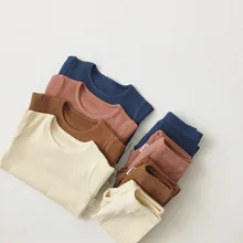 Г., лидер продаж, Осенняя детская одежда для мальчиков и девочек, ребристый комплект с длинными рукавами, детская мягкая зимняя одежда, детские штаны, E0325