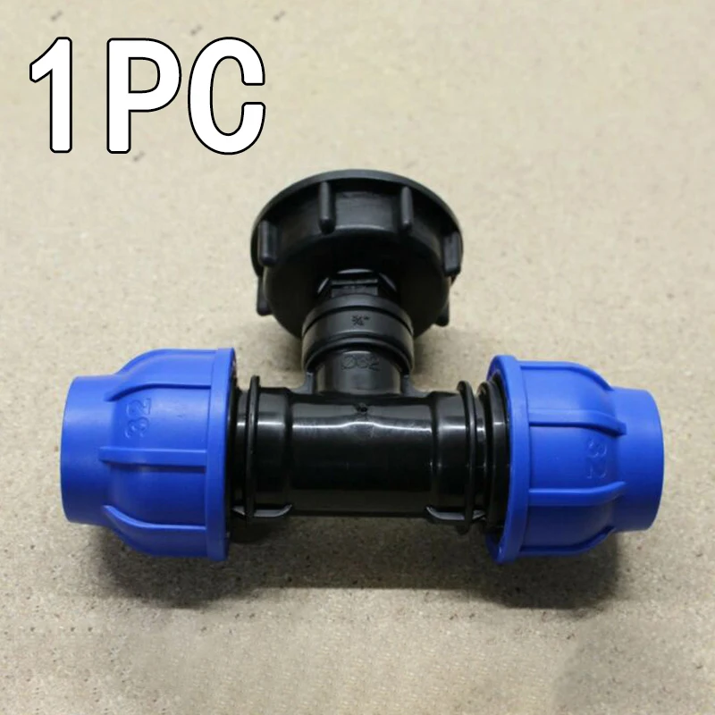 1Pcs 1000L IBC Water Tank Connector PE Pipe 32mm T Piece S60x6 Thread Adapter Tools - Цвет: 1Pcs