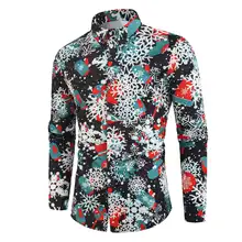 Camisa masculina Рождественская рубашка блузка мужская повседневная тема рубашка на пуговицах Топ Блузки