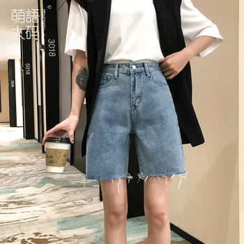 

Thin High Waist Jeans Fashion Style Straight Shorts Casual Pants Female Pockets Summer Denim Shorts TAD336