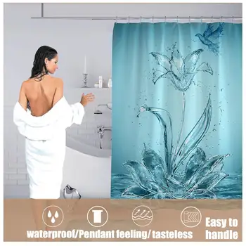 

Printed Waterproof Shower Curtain Polyester Fabric Shower Curtain Wash Bathroom Decorative Curtain 12 Hooks