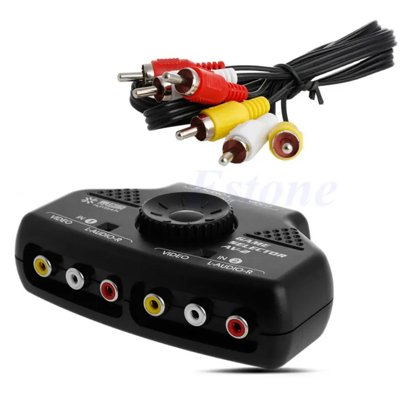 2Way Аудио Видео AV RCA Игра Селектор переключатель коробка сплиттер кабель 3RCA Fr XBox DVD F3MA