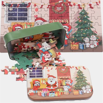 

Christmas Children Gift Toys 60pc Santa Wooden Puzzle Christmas Home Decoration Birthday Party Decoration Navidad Halloween.TJ