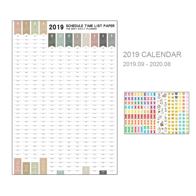 365 дней, настенный бумажный календарь, ежедневник, заметки, очень большой, для учебы, для работы, список, школьные принадлежности, креативные канцелярские принадлежности - Цвет: 2019